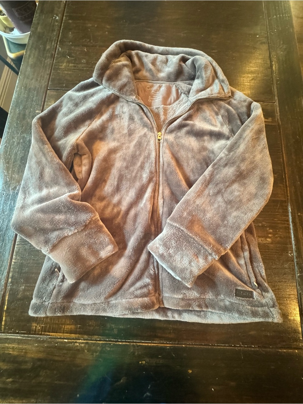Calvin Klein Cozy Plush Zip-Up Hoodie Gray